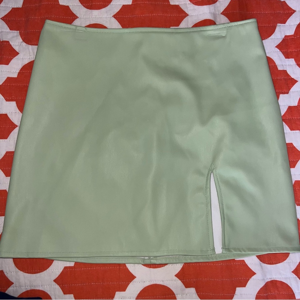 Leather mini skirt